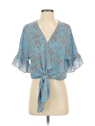 Pre-owned Max Studio Short Sleeve Blouse In Blue