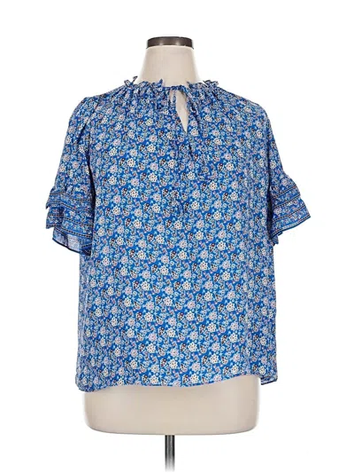 Pre-owned Max Studio Short Sleeve Blouse In Blue