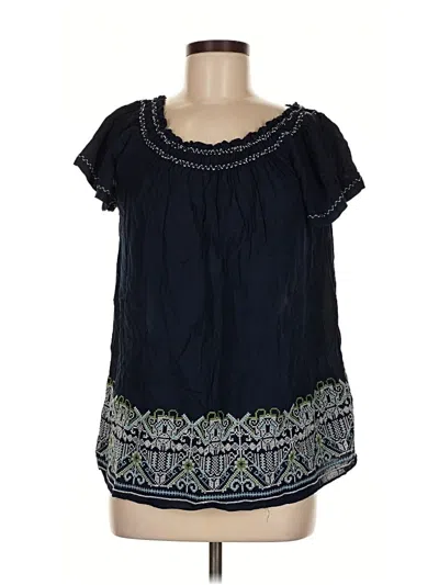 Pre-owned Max Studio Short Sleeve Blouse In Blue