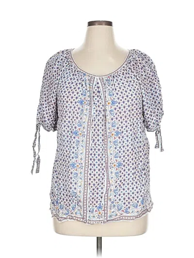 Pre-owned Max Studio Short Sleeve Blouse In Blue