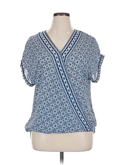 Pre-owned Max Studio Short Sleeve Blouse In Blue