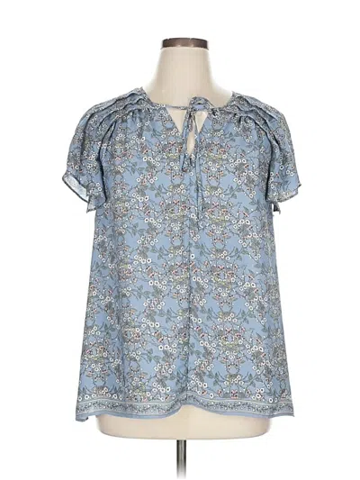 Pre-owned Max Studio Short Sleeve Blouse In Blue