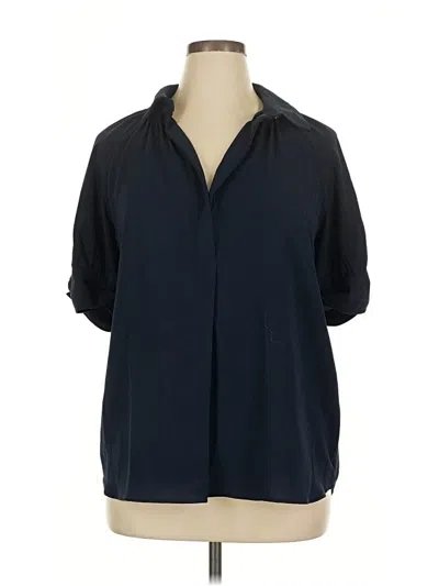 Pre-owned Max Studio Short Sleeve Blouse In Blue