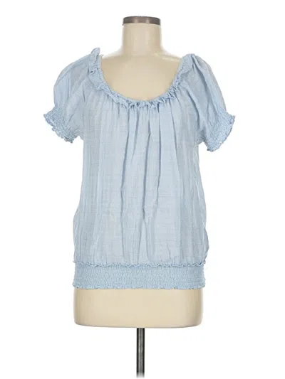 Pre-owned Max Studio Short Sleeve Blouse In Blue