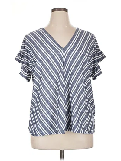 Pre-owned Max Studio Short Sleeve Blouse In Blue