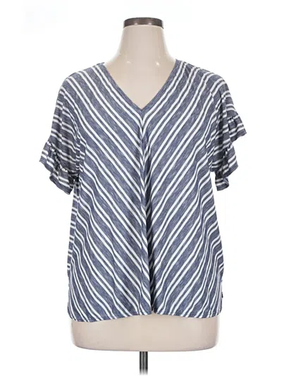Pre-owned Max Studio Short Sleeve Blouse In Blue
