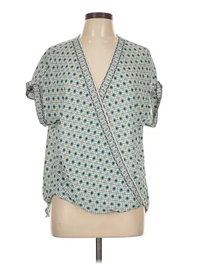 Pre-owned Max Studio Short Sleeve Blouse In Blue