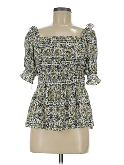 Pre-owned Max Studio Short Sleeve Blouse In Blue