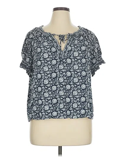 Pre-owned Max Studio Short Sleeve Blouse In Blue