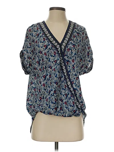 Pre-owned Max Studio Short Sleeve Blouse In Blue