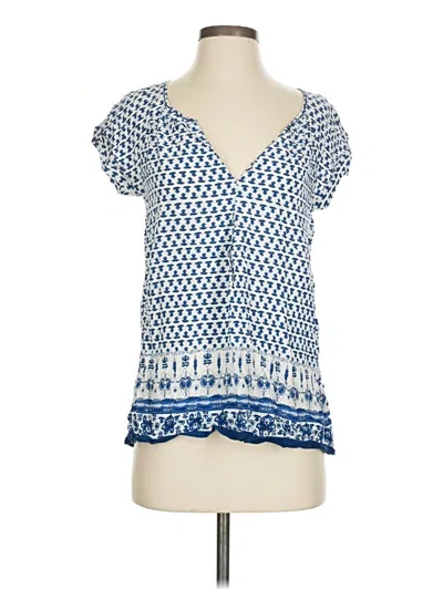 Pre-owned Max Studio Short Sleeve Blouse In Blue