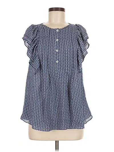 Pre-owned Max Studio Short Sleeve Blouse In Blue