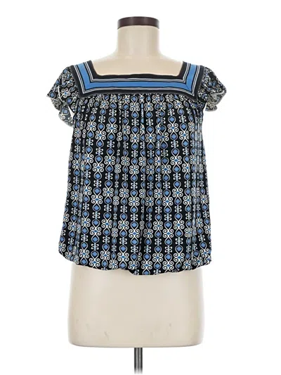 Pre-owned Max Studio Short Sleeve Blouse In Blue