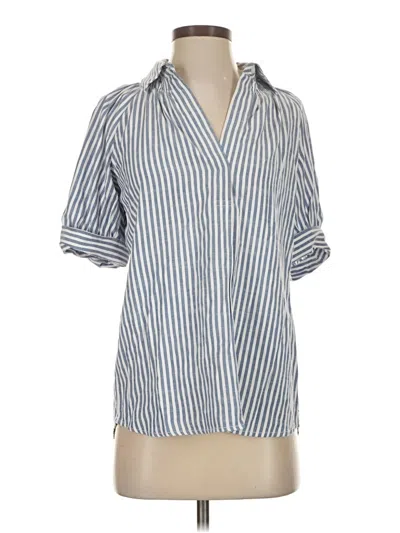 Pre-owned Max Studio Short Sleeve Blouse In Blue