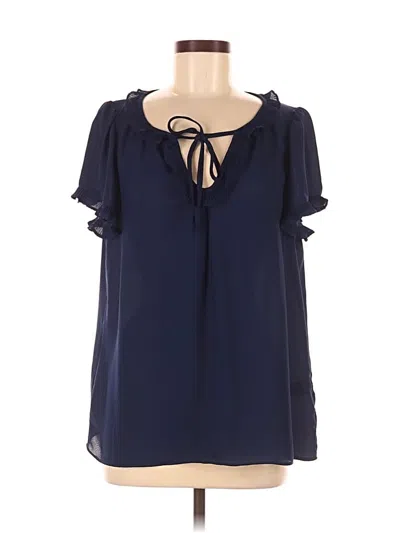 Pre-owned Max Studio Short Sleeve Blouse In Blue
