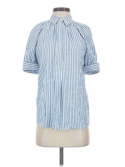 Pre-owned Max Studio Short Sleeve Blouse In Blue