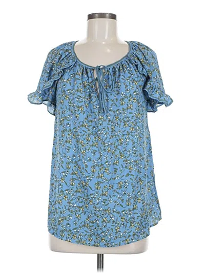 Pre-owned Max Studio Short Sleeve Blouse In Blue