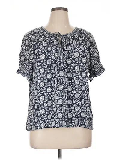 Pre-owned Max Studio Short Sleeve Blouse In Blue