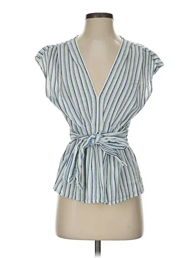 Pre-owned Max Studio Short Sleeve Blouse In Blue