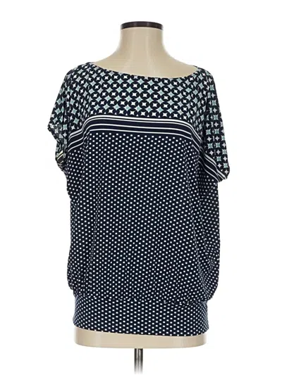 Pre-owned Max Studio Short Sleeve Blouse In Blue