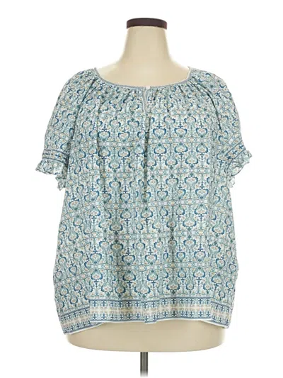 Max Studio Short Sleeve Blouse In Blue