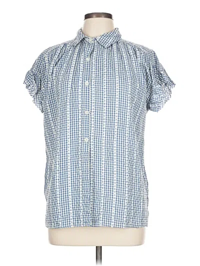 Pre-owned Max Studio Short Sleeve Blouse In Blue