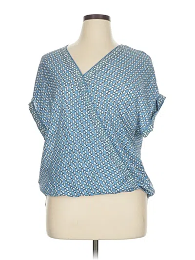Pre-owned Max Studio Short Sleeve Blouse In Blue