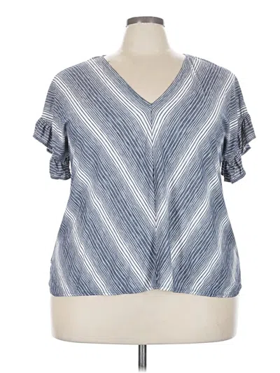 Pre-owned Max Studio Short Sleeve Blouse In Blue