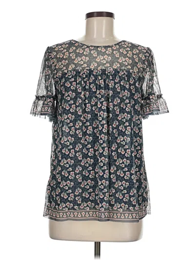 Pre-owned Max Studio Short Sleeve Blouse In Blue