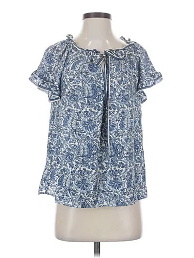 Pre-owned Max Studio Short Sleeve Blouse In Blue
