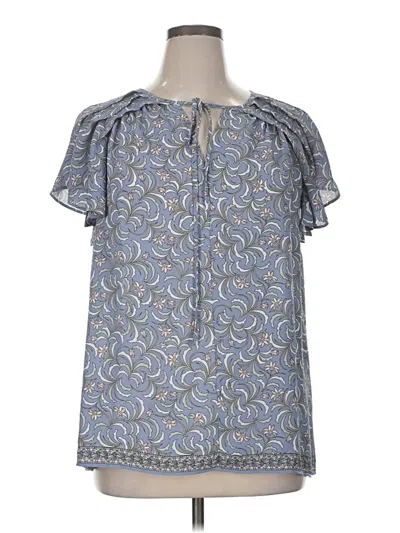 Pre-owned Max Studio Short Sleeve Blouse In Blue