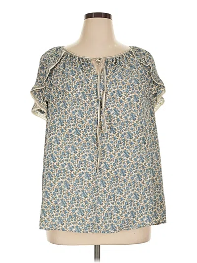 Pre-owned Max Studio Short Sleeve Blouse In Blue