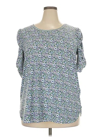 Pre-owned Max Studio Short Sleeve Blouse In Blue