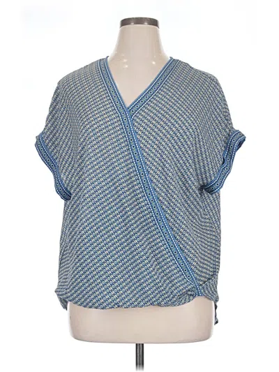 Pre-owned Max Studio Short Sleeve Blouse In Blue