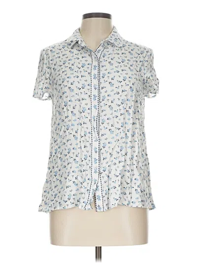 Pre-owned Max Studio Short Sleeve Blouse In Blue