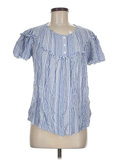 Pre-owned Max Studio Short Sleeve Blouse In Blue