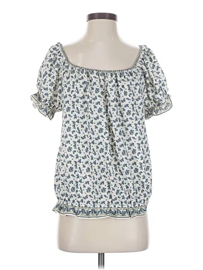 Pre-owned Max Studio Short Sleeve Blouse In Blue