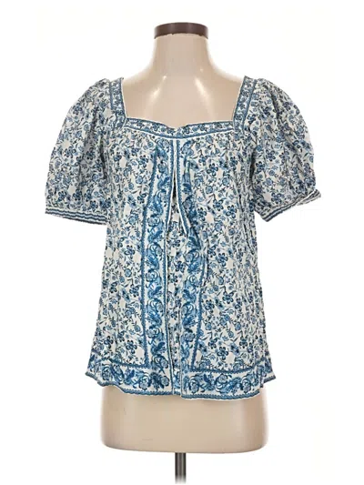 Max Studio Short Sleeve Blouse In Blue