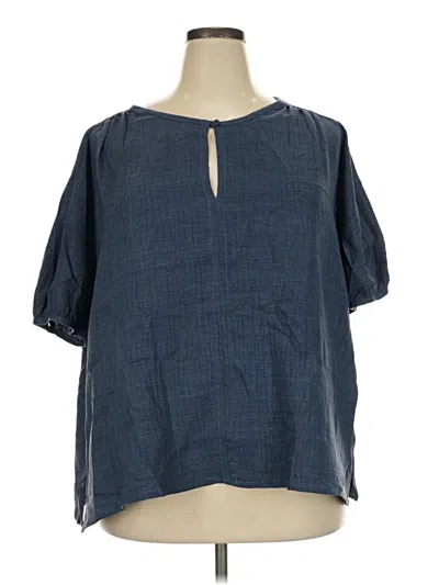 Pre-owned Max Studio Short Sleeve Blouse In Blue