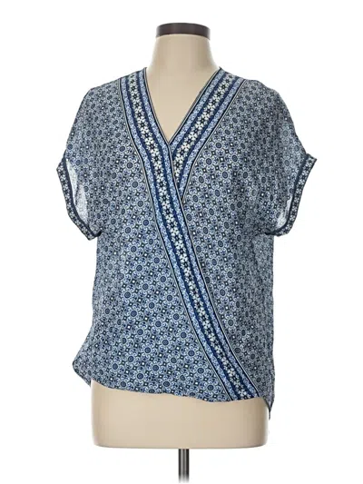 Pre-owned Max Studio Short Sleeve Blouse In Blue