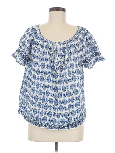 Pre-owned Max Studio Short Sleeve Blouse In Blue