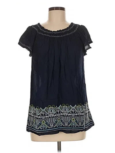 Pre-owned Max Studio Short Sleeve Blouse In Blue