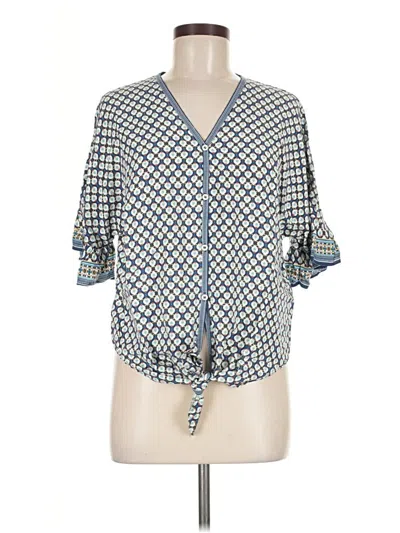 Pre-owned Max Studio Short Sleeve Blouse In Blue