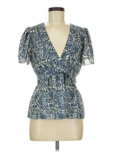 Pre-owned Max Studio Short Sleeve Blouse In Blue