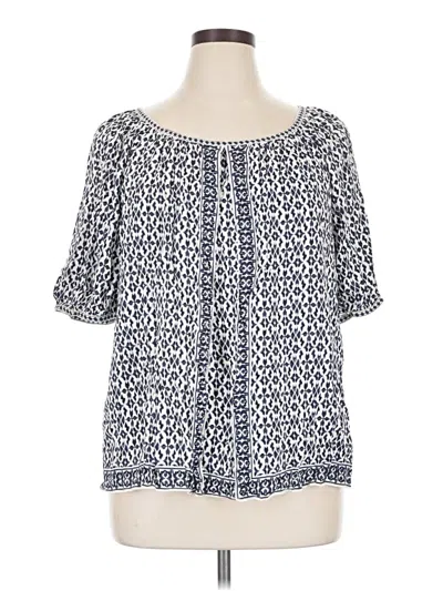 Pre-owned Max Studio Short Sleeve Blouse In Blue