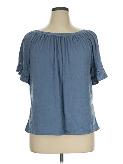 Pre-owned Max Studio Short Sleeve Blouse In Blue