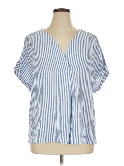 Pre-owned Max Studio Short Sleeve Blouse In Blue