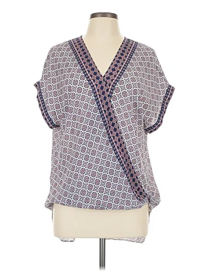 Pre-owned Max Studio Short Sleeve Blouse In Blue