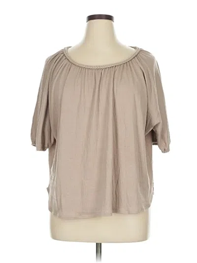 Pre-owned Max Studio Short Sleeve Blouse In Brown
