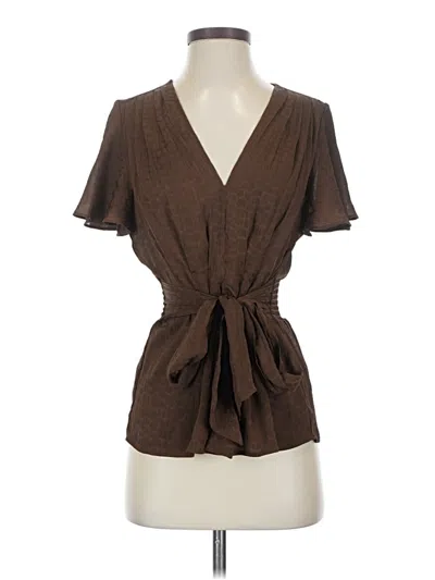 Pre-owned Max Studio Short Sleeve Blouse In Brown